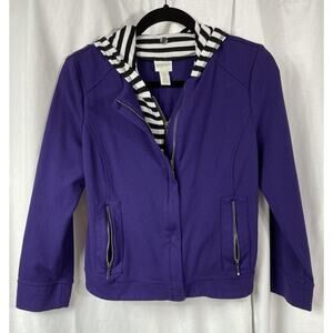 Chico's Jacket Valerie Stripe Inset 2 Piece Zip Up